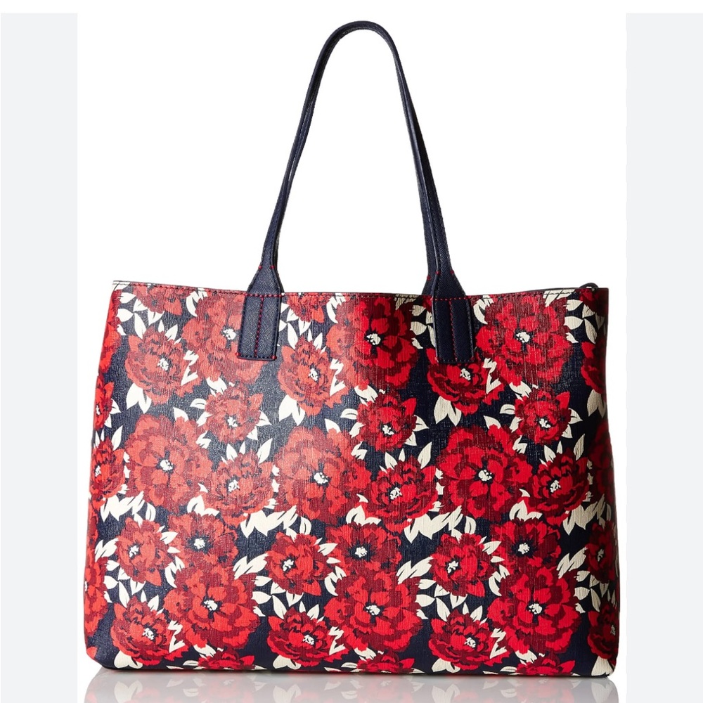 Tommy Hilfiger Reversible Navy and Red/White/Navy Floral Large Shoulder Bag Tote